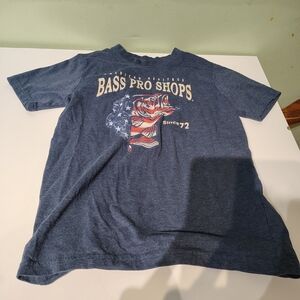 Bass Pro Shops Blue Fish American Independence Day Boys Short Sleeve T-shirt Med